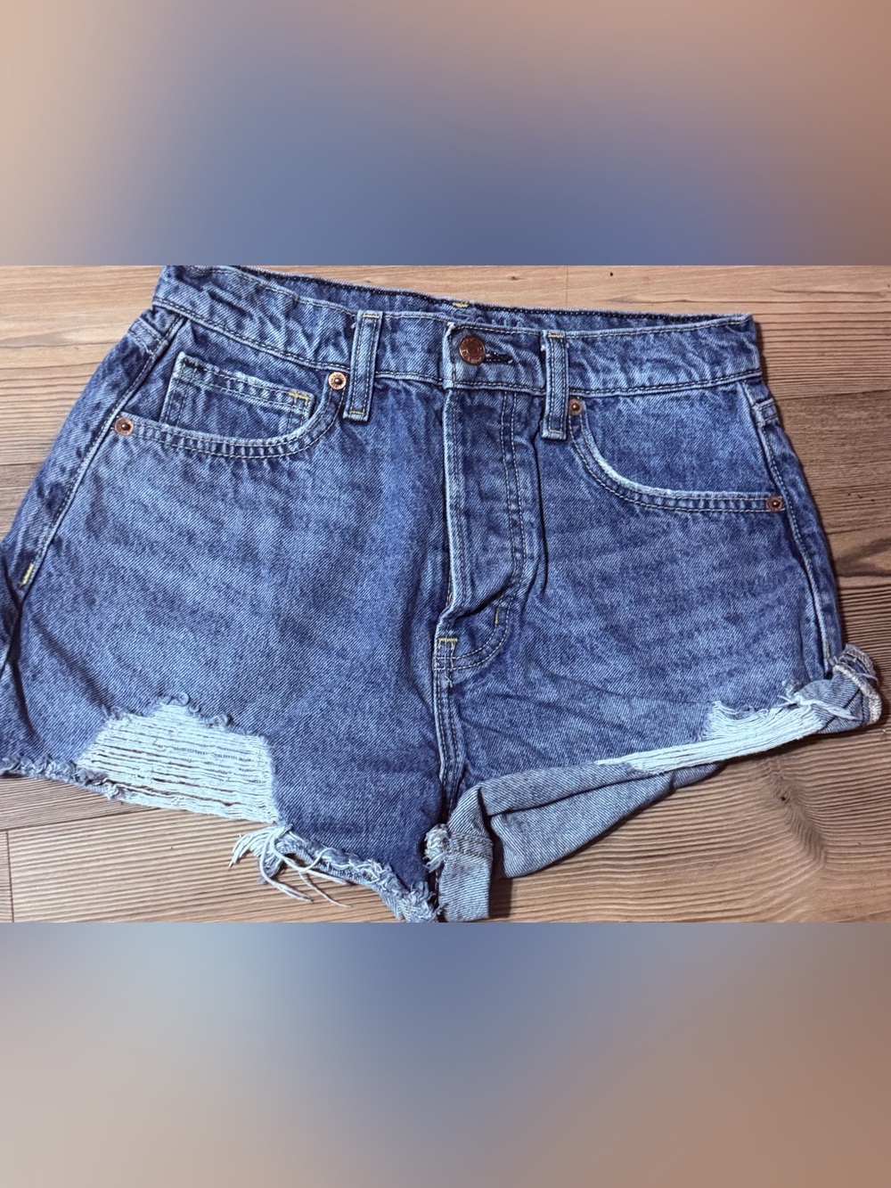 Arizona Jean Company Distressed Denim Shorts - Blue